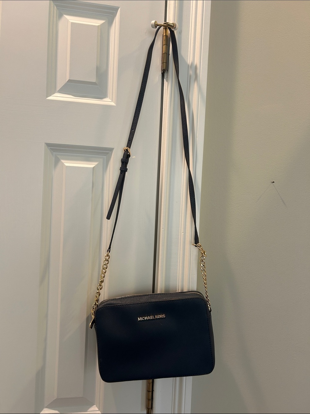 Michael Kors Navy Crossbody Bag with Gold Hardware